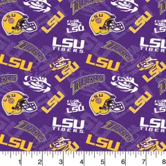 Sykel Enterprises-Louisiana State University Cotton Fabric-LSU Tigers Tone On Tone Cotton Quilting Fabric