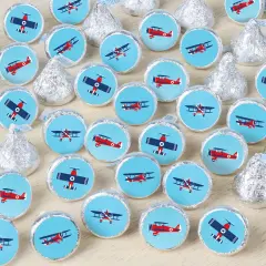 Big Dot of Happiness Taking Flight - Airplane - Baby Shower or Birthday Party Small Round Candy Stickers - Party Favor Labels - 324 Count