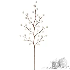 Set of 12: White Holly Berry Stems with 35 Lifelike Berries | 17" Long | Festive Accents | Seasonal Picks | Winter Florals | Christmas Berries | Home & Office Decor