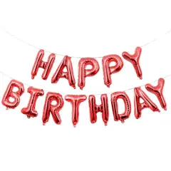 Happy Birthday Balloons Banner for Self-Inflating Party Decoration Red