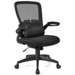 CostwayMesh Office Chair Adjustable Height&Lumbar Support Flip up Armrest Black