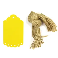 Wrapables 50 Gift Tags/Kraft Hang Tags with Free Cut Strings for Gifts, Crafts & Price Tags, Small Scalloped Edge, Yellow