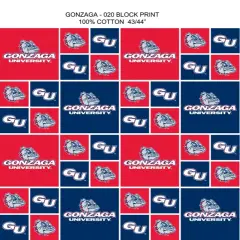 Sykel Enterprises-Gonzaga University Cotton Fabric-Gonzaga Bulldogs Geometric Cotton Quilting Fabric