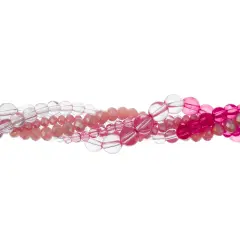 Crystal Lane DIY Pink Twilight Twisted Glass & Pearls Beads, 5 Strands