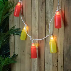Northlight Ketchup and Mustard Squeeze Bottles Patio Light Set - 6' White Wire - 10ct Red