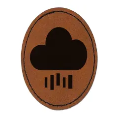 Rain Cloud Solid Round Iron-On Engraved Faux Leather Patch Applique - 2.5" Brown