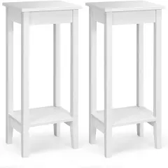 Set of 2 Versatile 2-Tier End Table with Storage Shelf White