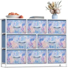 Sorbus Dresser with 8 Drawers - Chest Organizer Unit with Steel Frame Wood Top & Handle Easy Pull Fabric Bins for Clothes - Wide Storage Furniture for Bedroom, Hallway, Living Room, Nursery & Closet