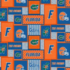 Sykel Enterprises-University of Florida Fleece Fabric-Florida Gators College Patch Fleece Blanket Fabric-Sold by the yard