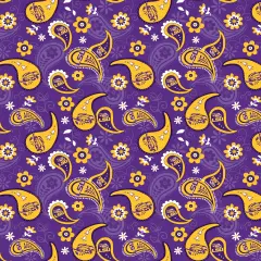 Sykel Enterprises-Louisiana State University Cotton Fabric-LSU Tigers Paisley Cotton Quilting Fabric