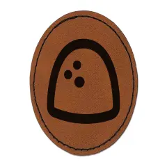 Gumdrop Candy Round Iron-On Engraved Faux Leather Patch Applique - 2.5" Brown