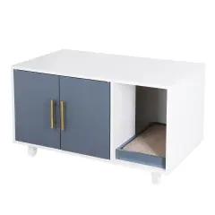 Cat Litter Box Furniture Hidden Pet Crate House Washroom Storage.