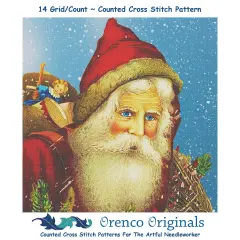 Christmas St. Nick Santa In Red-Square Counted Cross Stitch Pattern
