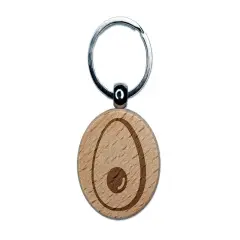 Avocado Symbol Engraved Wood Round Keychain Tag Charm