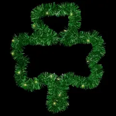 Northlight LED Lighted Tinsel Shamrock St. Patrick's Day Window Decoration - 25" Green