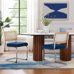 Sahasra Velvet Armless Dining Chair Seat (Set of 2) Navy