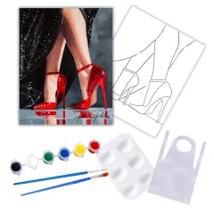 "Evening Red Heels" DIY Canvas Art Kit, Adult Beginner, Acrylic Paint Size 11x14 inch