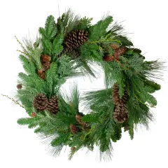 Northlight Pine Cone and Cedar Artificial Christmas Wreath - 32-Inch, Unlit Green