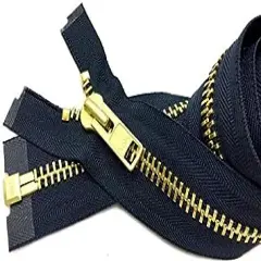 Zipperstop Wholesale YKK- Extra Heavy Duty Jacket Zipper YKK #10 Brass- Metal Teeth Separating -Chaps Zippers for Crafter's Special Color Navy #560 Made in USA -Custom Length (28 inches)