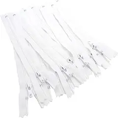 8" White #3 Nylon YKK Zipper~ Made in USA~ 12 Pieces~ for Purses, Handbags & Crafts