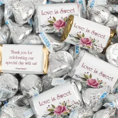 116 Pcs Wedding Candy Favors Hershey's Miniatures & Kisses - Rustic Floral