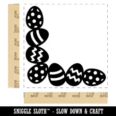 Easter Egg Corner Border Self-Inking Rubber Stamp Ink Stamper Blue