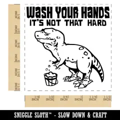 Wash Your Hands Sad Tyrannosaurus Rex Dinosaur Self-Inking Rubber Stamp Ink Stamper Red