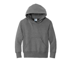 Port & Company&reg; Youth Core Fleece Pullover Hooded Sweatshirt Graphite Heather