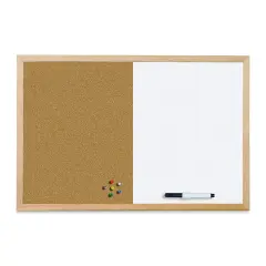 MasterVision Wood Frame Combo Cork and Dry Erase Bulletin Board - 24" x 36"