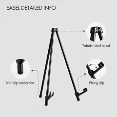 14'' Tabletop Instant Display Easel, Black Steel Table Top Easels for Display, Tripod for Canvas, Paintings, Signs, Posters