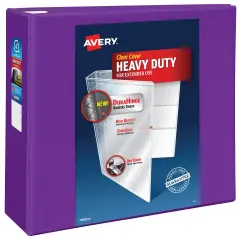 Avery Heavy-Duty View 3 Ring Binder, 4" One Touch EZD Rings, 4.5" Spine, 1 Purple Binder (79813)