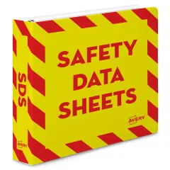 Avery Heavy-Duty Industrial SDS Binder, 1-1/2" One-Touch Rings, 400-Sheet Capacity, Yellow/Red Border (18950)