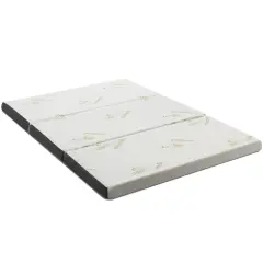 Queen 3 Inch Tri-fold Memory Foam Floor Mattress Topper Portable with Carrying Bag