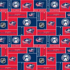 Sykel Enterprises NHL Team Fleece Blanket Fabric-Columbus Blue Jackets Geometric Fleece Fabric