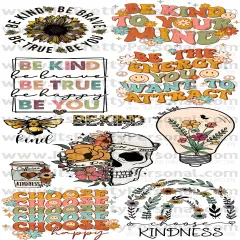 DESIGN #8- Be Kind DTF Gang Sheet 22"x48" (Fabric Transfers)