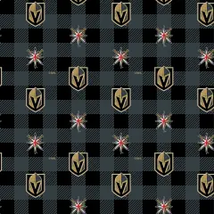 Sykel Enterprises NHL Team Fleece Blanket Fabric-Las Vegas Golden Knights Buffalo Plaid Fleece Fabric