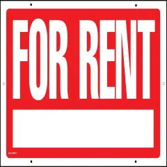COSCO Sign with Numbers Kit, FOR RENT Sign with Black Vinyl Adhesive Numbers Kit, White Sign with Red Imprint, 16" x 22", 1 Sign