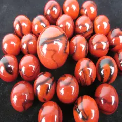 25 Glass Marbles LADYBUG Black Blood Red game pack vtg style Shooter Swirl