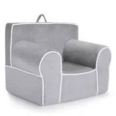 Upholstered Kids Sofa with Velvet Fabric and High Quality Sponge Grey