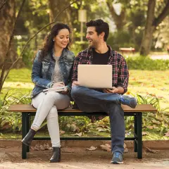 47" Outdoor Chair with Slatted Seat Plastic Coated Iron Frame Brown