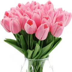24 Pcs Real Touch Artificial Tulips for All Occasions Pink