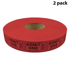 Tacticai 2000 Admit One Raffle Tickets &ndash; Single Roll, Consecutively Numbered &ndash; Perfect for Events, Entry, Fundraisers & Prizes &ndash; Available in 8 Colors Red