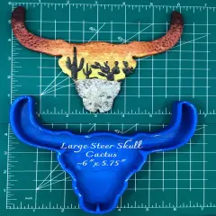 Steer Skull - Large - Cactus - Silicone Freshie Mold