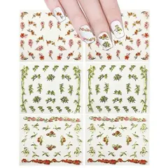 Wrapables Nail Art Self-Adhesive Nail Stickers 3D Nail Decals - Asian Inspired Cherry Blossoms, Bamboos & Cranes (3pk)