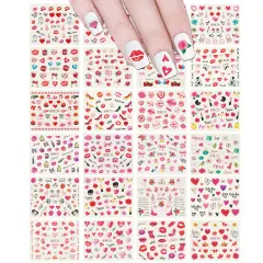 Wrapables Valentine's Day Water Transfer Nail Decals, 24 Sheets (Hearts & Blossoms)