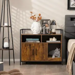 Hidden Cat Washroom with Double Doors and Scratch Cardboard Coffee