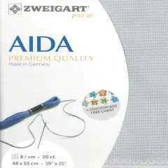 Precut Zweigart Aida extra fine 20 count Pearl Grey