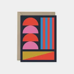 Blue & Pink Geo Card, Modern Blank Card,