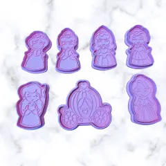 fairy Tale Princess andPrincess friends and Carriage Cookie cutter and stamps fondant cutter Full Set