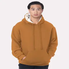 Bayside&reg; Super Heavy Thermal Lined Hooded Sweatshirt Caramel Brown/ Cream
